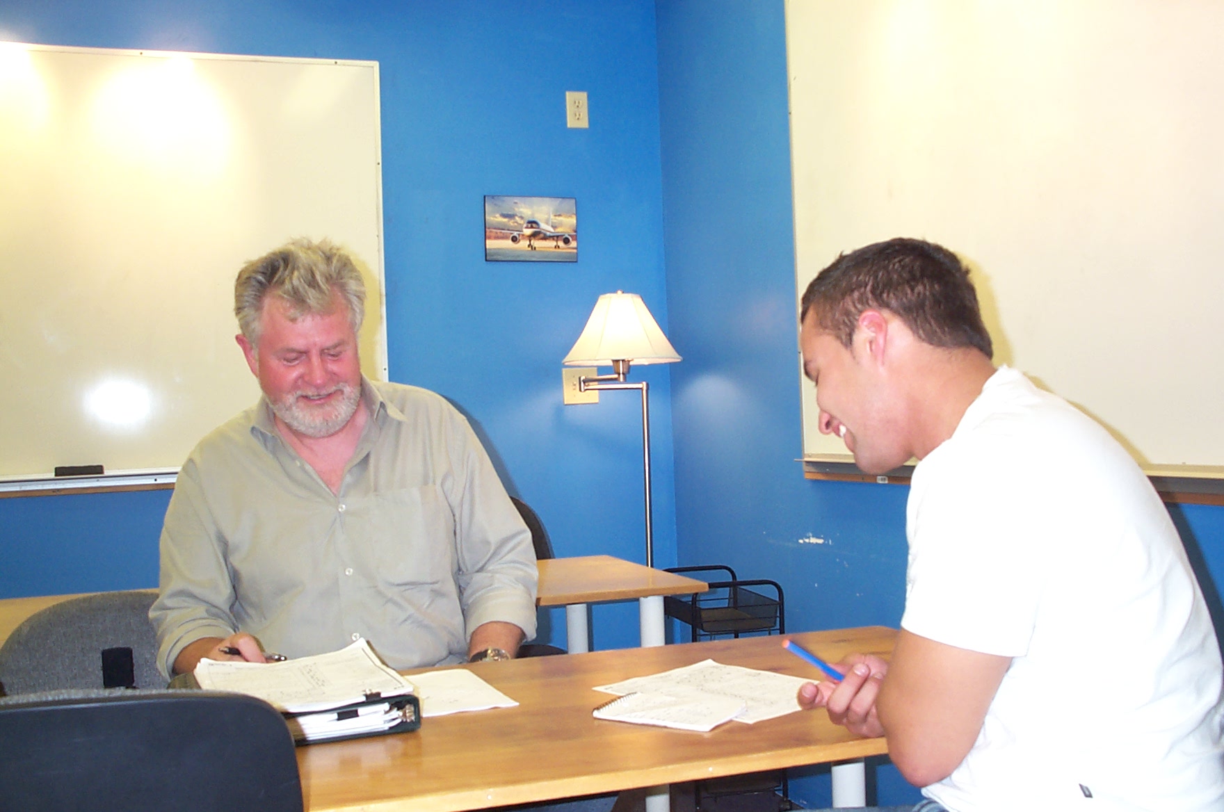 Andres Angulo with Paul Harris.  Langley Flying School.